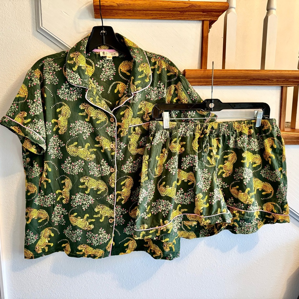 Haute dreamz Leopard Print Pajama Set like new. Runway item